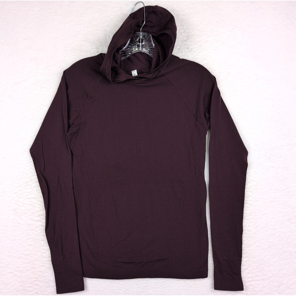 Athleta Momentum Seamless Hoodie Top Women's Small Nylon Lightweight Burgundy